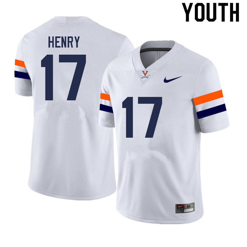 Youth #17 Ra'Shaun Henry Virginia Cavaliers College Football Jerseys Sale-White - Click Image to Close